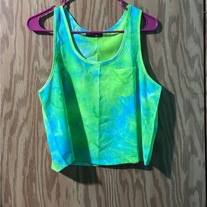 Blue and green cropped tank top